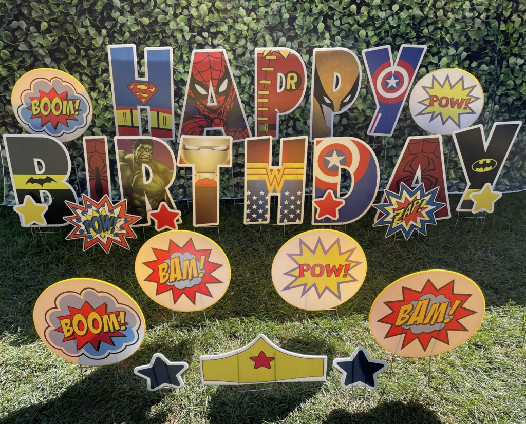 Happy Birthday superhero yard sign