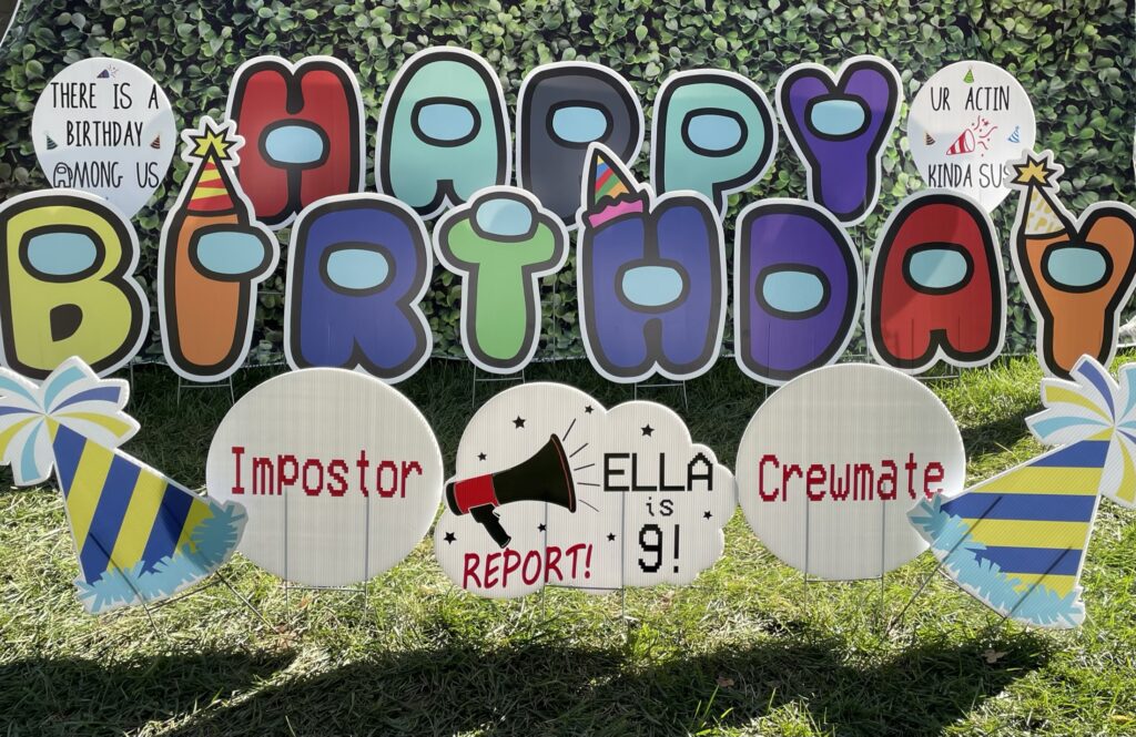 Happy Birthday crewmate impostor yard sign