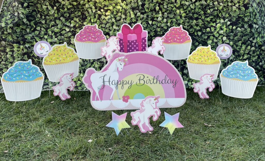 Happy birthday rainbow unicorn yard sign