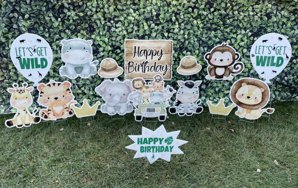 Happy birthday safari yard sign